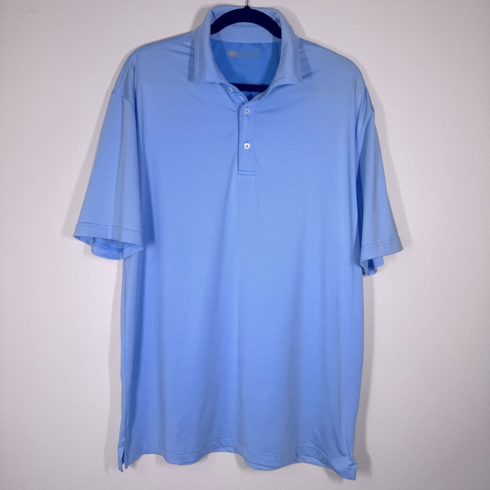 Onward Reserve Polo Shirt Mens Large Blue Soft Stretch Performance Material